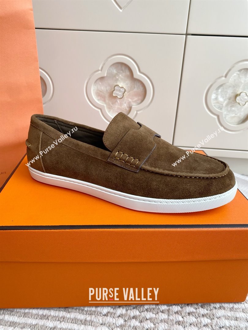 Hermes Job Loafers in Suede H090809 Brown 2025 (LM-25090809)