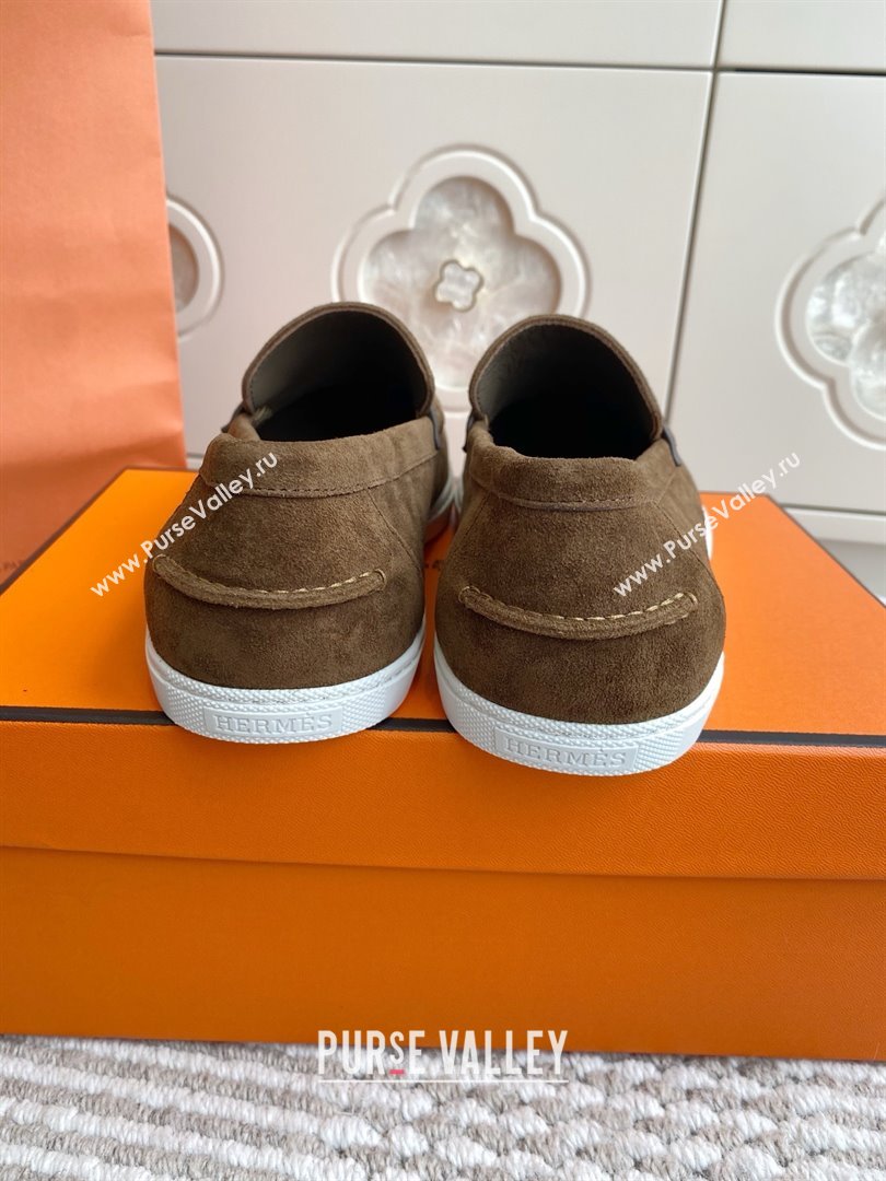 Hermes Job Loafers in Suede H090809 Brown 2025 (LM-25090809)