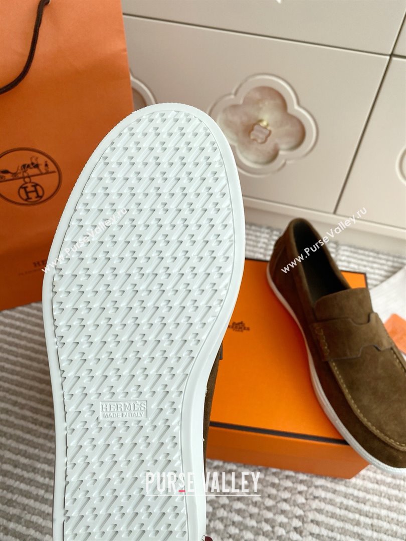 Hermes Job Loafers in Suede H090809 Brown 2025 (LM-25090809)