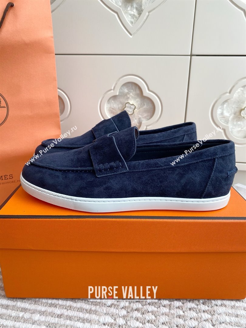 Hermes Job Loafers in Suede H090810 Blue 2025 (LM-25090810)