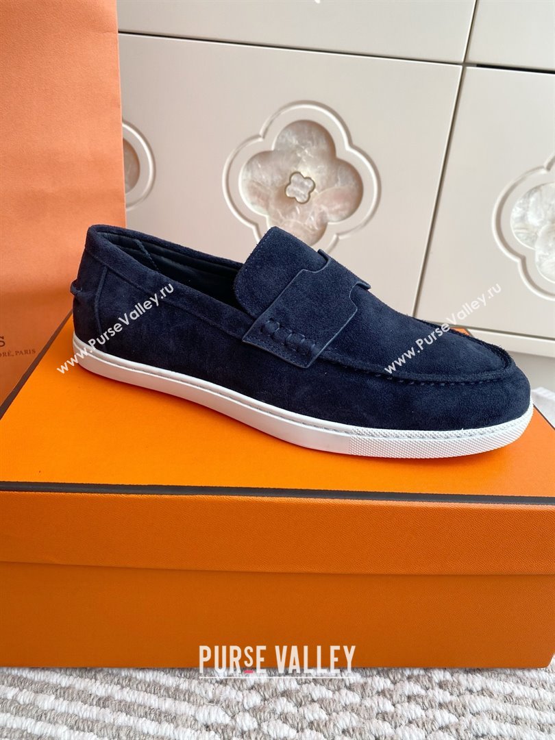 Hermes Job Loafers in Suede H090810 Blue 2025 (LM-25090810)