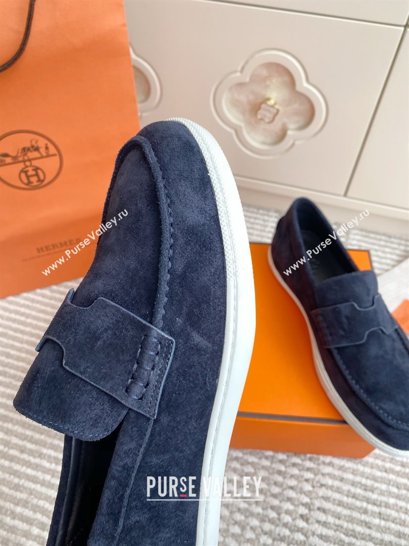Hermes Job Loafers in Suede H090810 Blue 2025 (LM-25090810)