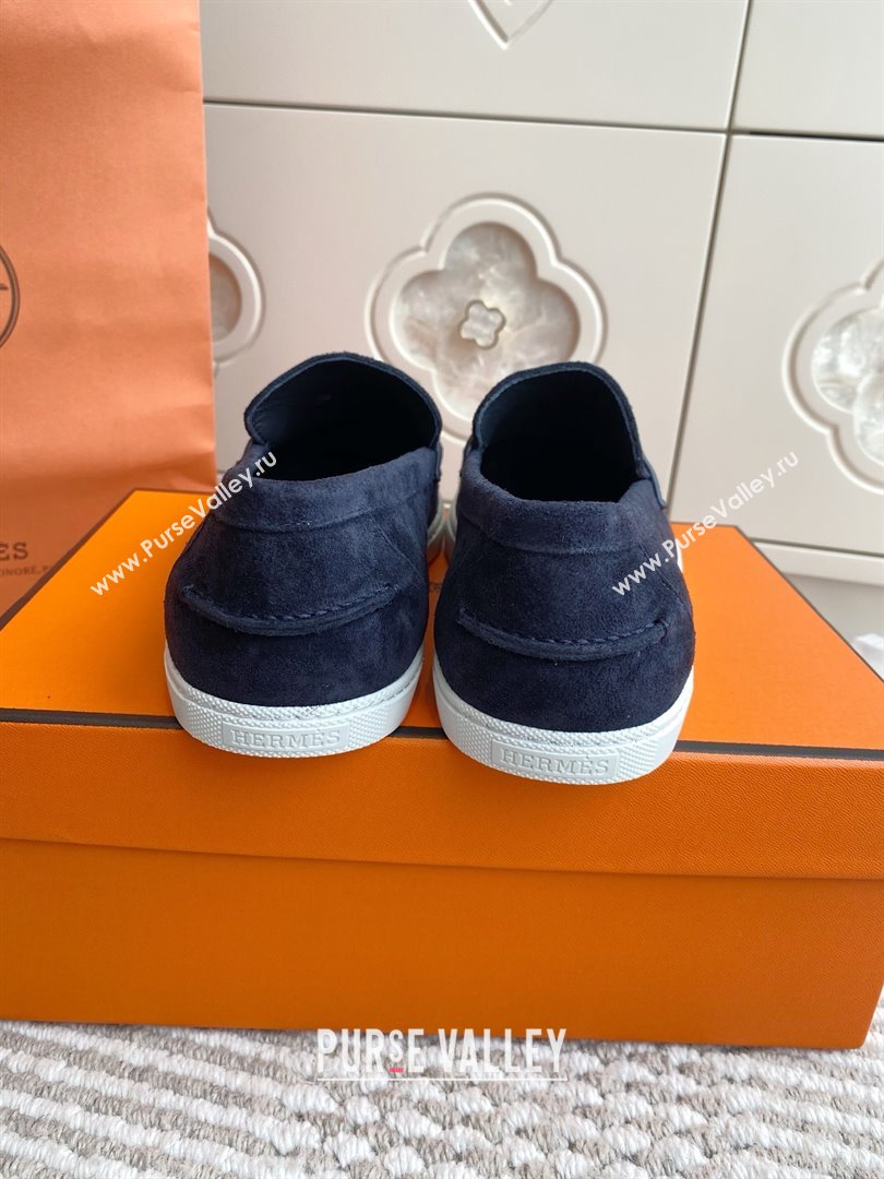 Hermes Job Loafers in Suede H090810 Blue 2025 (LM-25090810)