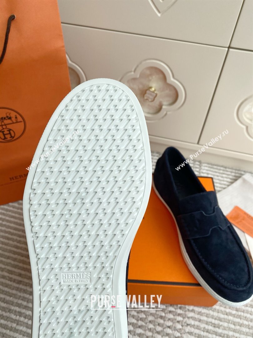 Hermes Job Loafers in Suede H090810 Blue 2025 (LM-25090810)