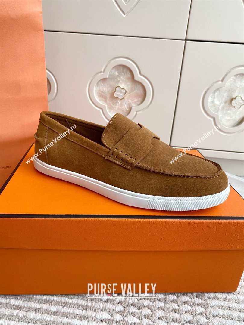 Hermes Job Loafers in Suede H090811 Brown 02 2025 (LM-25090811)