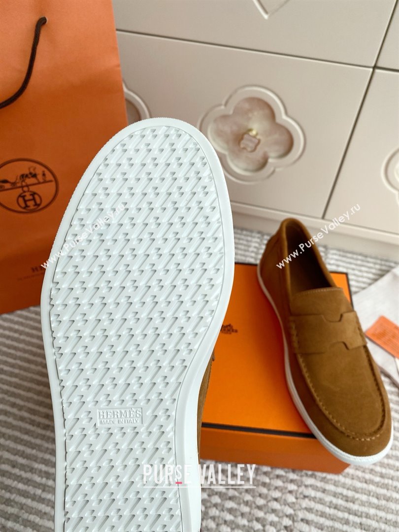 Hermes Job Loafers in Suede H090811 Brown 02 2025 (LM-25090811)