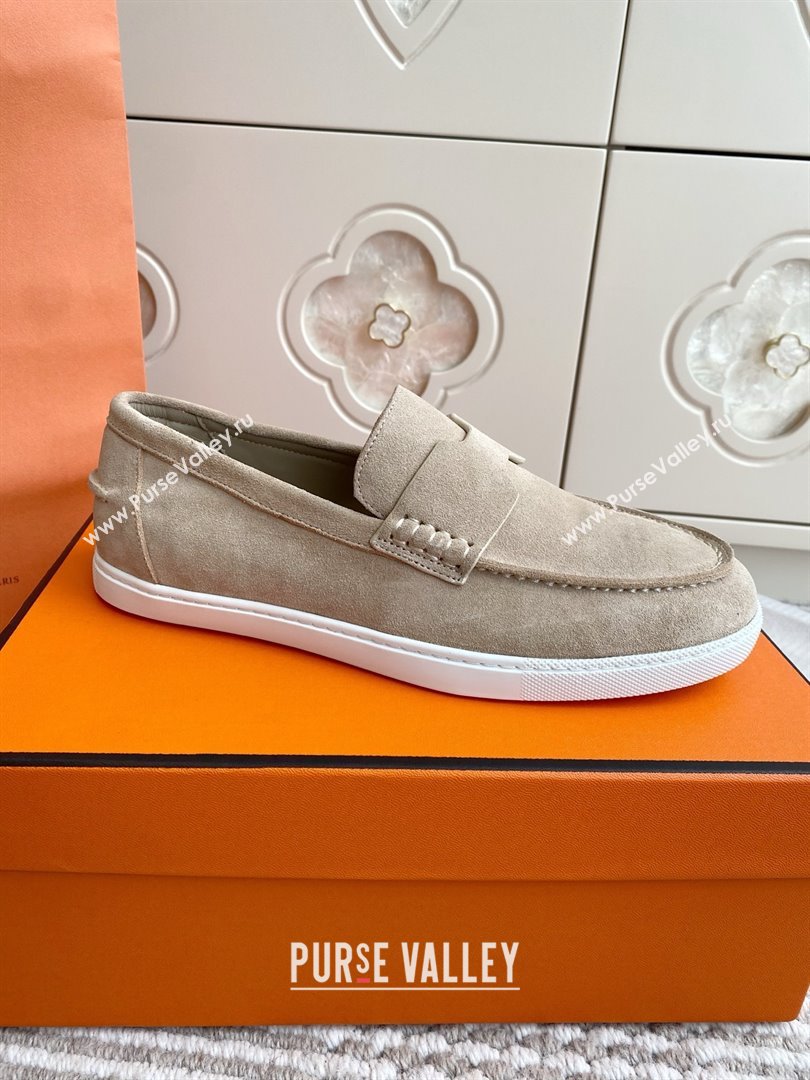 Hermes Job Loafers in Suede H090812 Beige 2025 (LM-25090812)