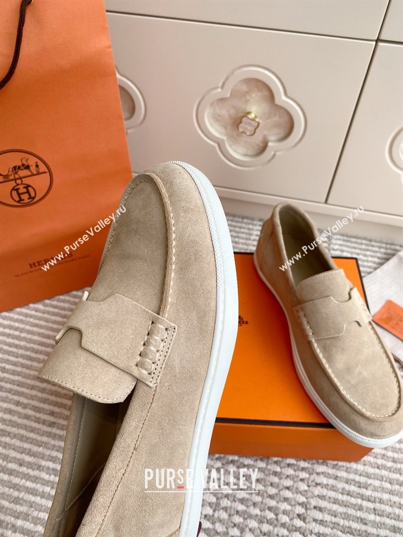 Hermes Job Loafers in Suede H090812 Beige 2025 (LM-25090812)