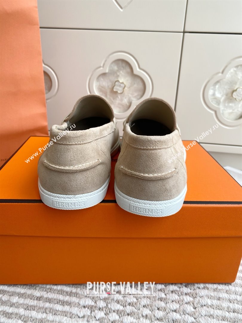 Hermes Job Loafers in Suede H090812 Beige 2025 (LM-25090812)