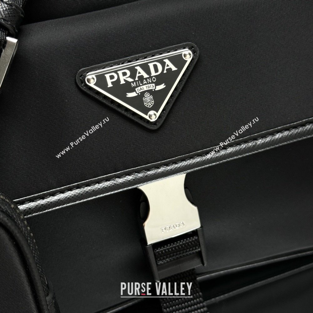Prada Re-Nylon and Saffiano Leather Shoulder Bag 2VH133 Black 2025 (YZ-25091001)