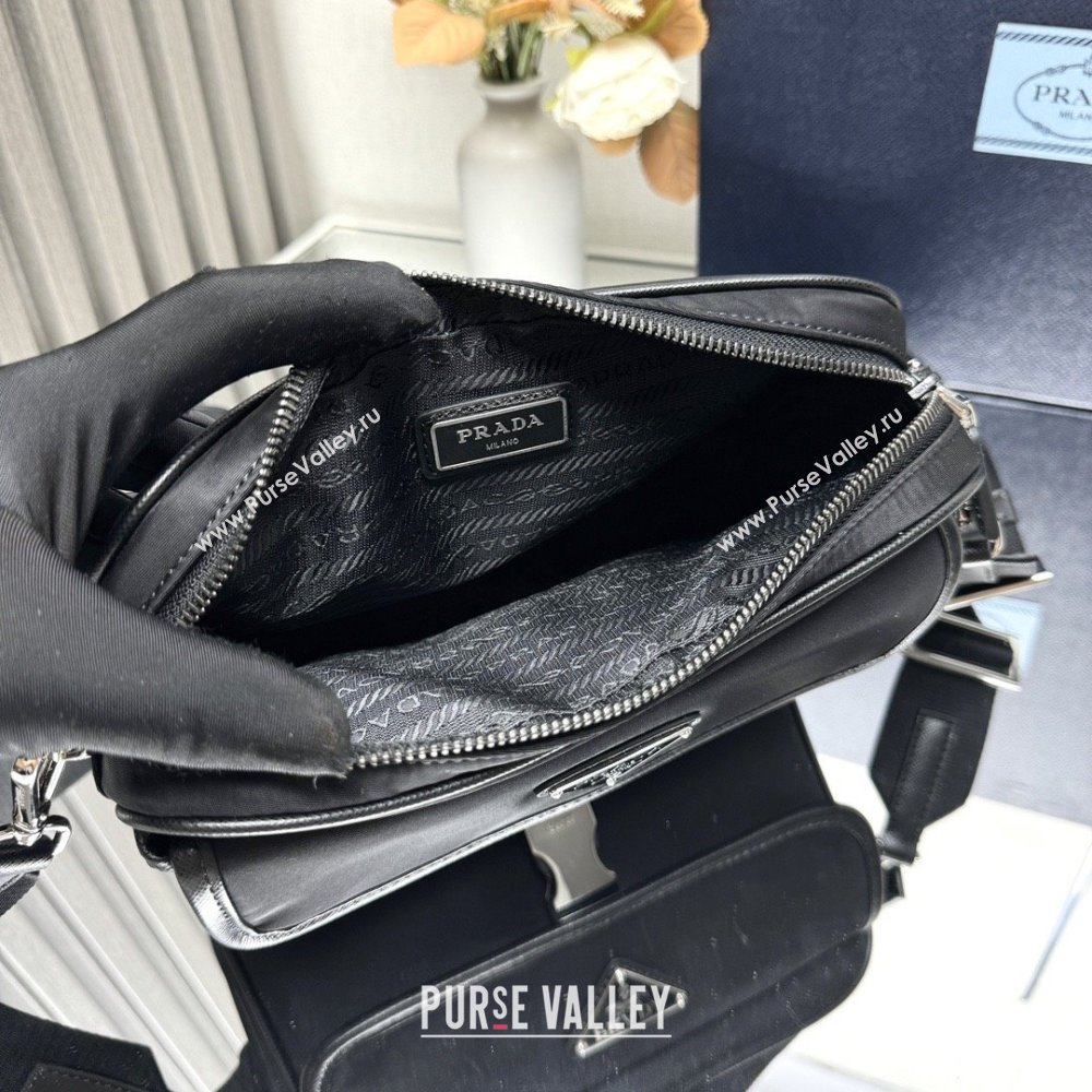 Prada Re-Nylon and Saffiano Leather Shoulder Bag 2VH133 Black 2025 (YZ-25091001)