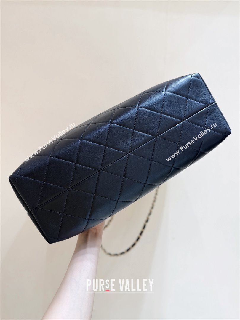 Chanel Suede Calfskin Shiny Lambskin Shopping Bag AS5657 Beige/Black 2025 Top Quality (SHUNY-25091110)