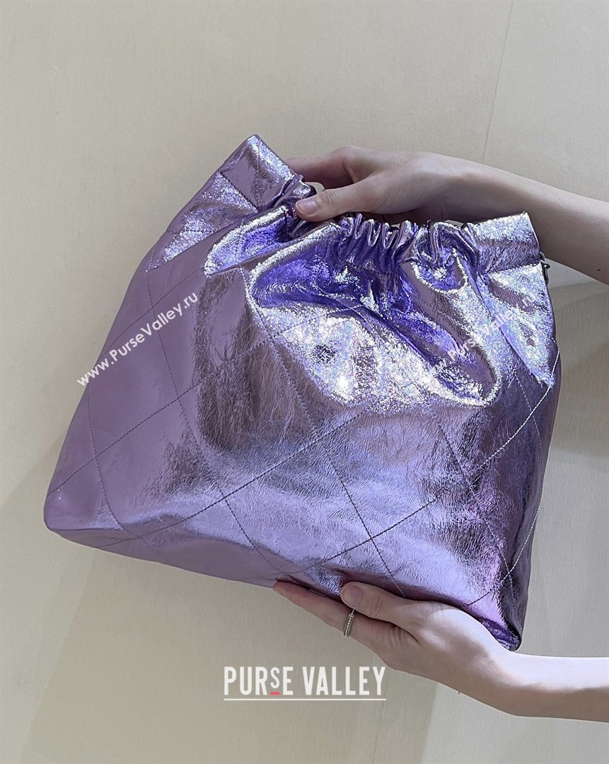 Chanel 22 Bag in Metallic Calfskin AS3261 Purple 2025 Top Quality (SHUNY-25091101)