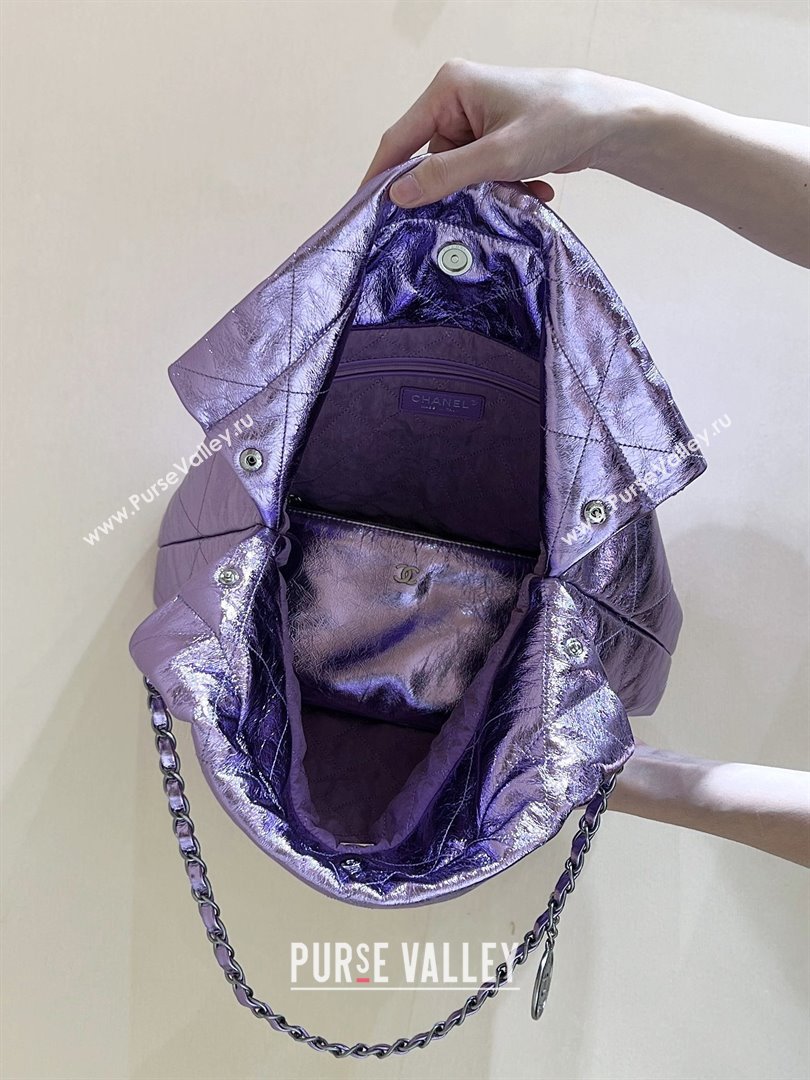 Chanel 22 Bag in Metallic Calfskin AS3261 Purple 2025 Top Quality (SHUNY-25091101)