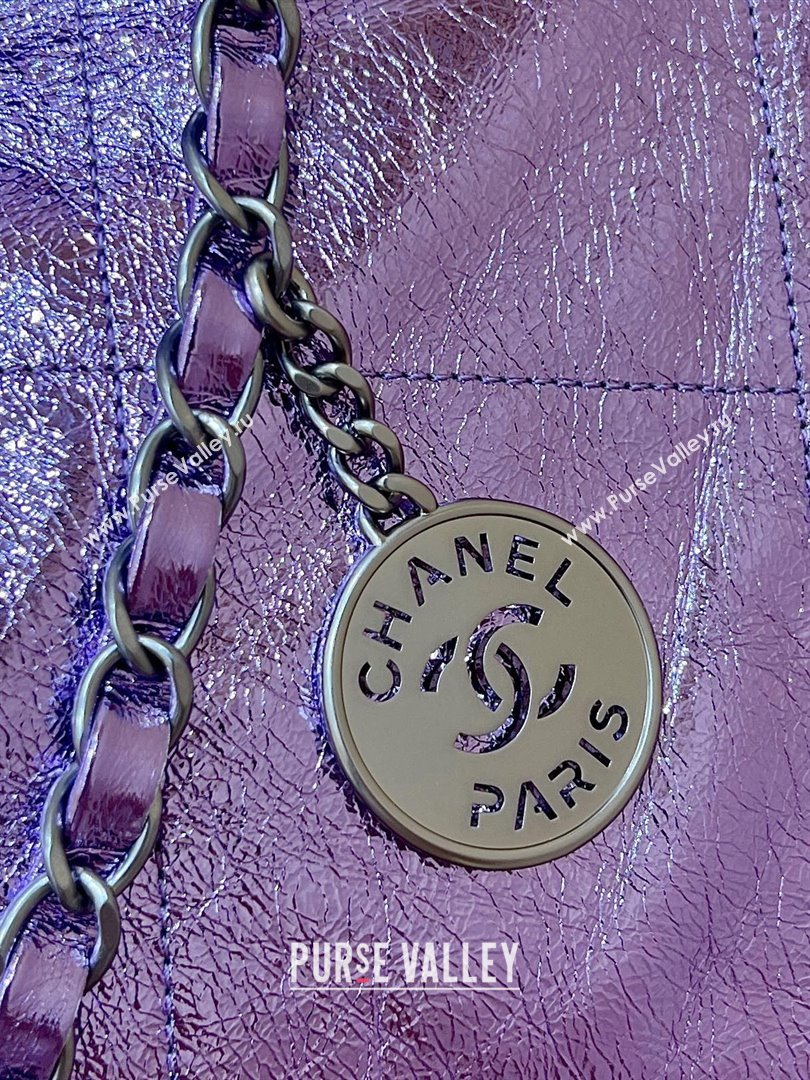 Chanel 22 Bag in Metallic Calfskin AS3261 Purple 2025 Top Quality (SHUNY-25091101)