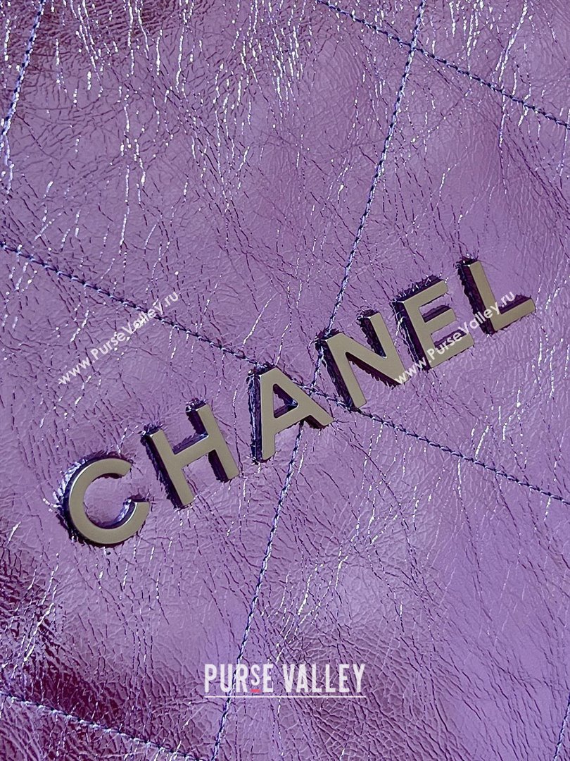 Chanel 22 Bag in Metallic Calfskin AS3261 Purple 2025 Top Quality (SHUNY-25091101)