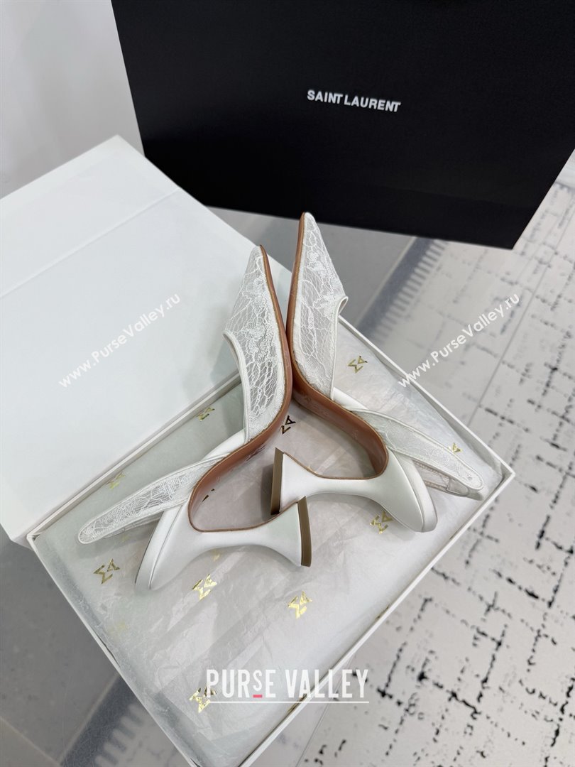 Amina Muaddi Holli Lace Sling Back Pumps 9.5cm Heel White 2025 (MD-25091112)