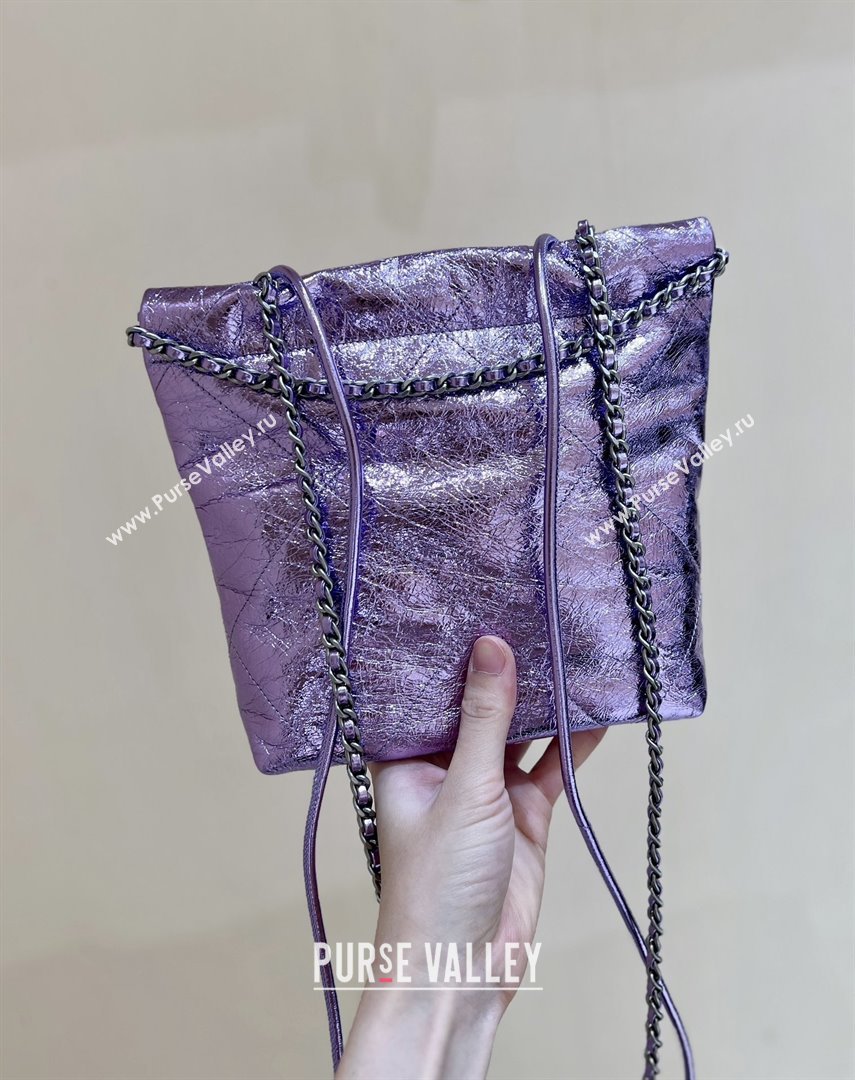 Chanel 22 Mini Bag in Metallic Calfskin AS3980 Purple 2025 Top Quality (SHUNY-25091104)