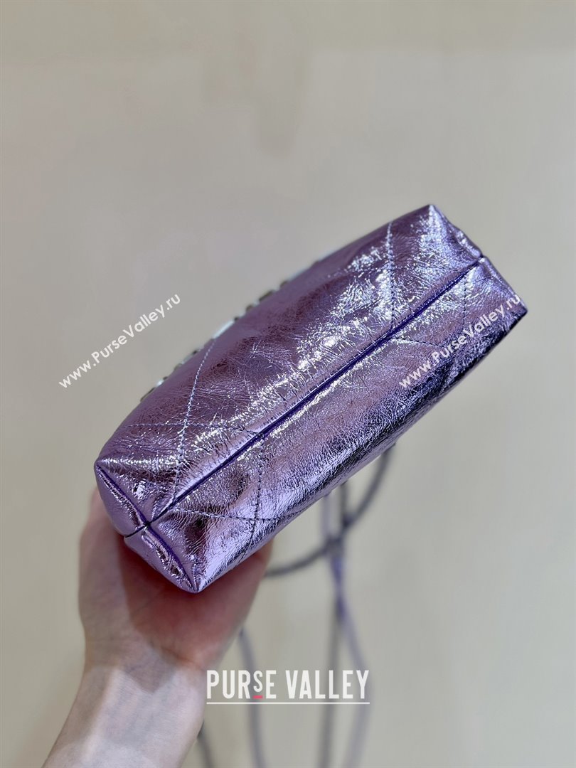 Chanel 22 Mini Bag in Metallic Calfskin AS3980 Purple 2025 Top Quality (SHUNY-25091104)