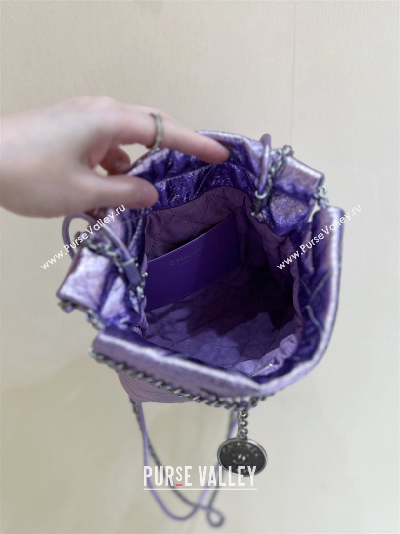 Chanel 22 Mini Bag in Metallic Calfskin AS3980 Purple 2025 Top Quality (SHUNY-25091104)