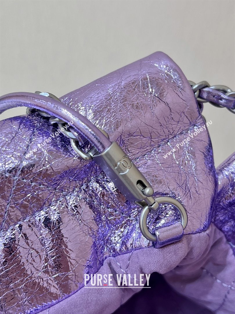 Chanel 22 Mini Bag in Metallic Calfskin AS3980 Purple 2025 Top Quality (SHUNY-25091104)