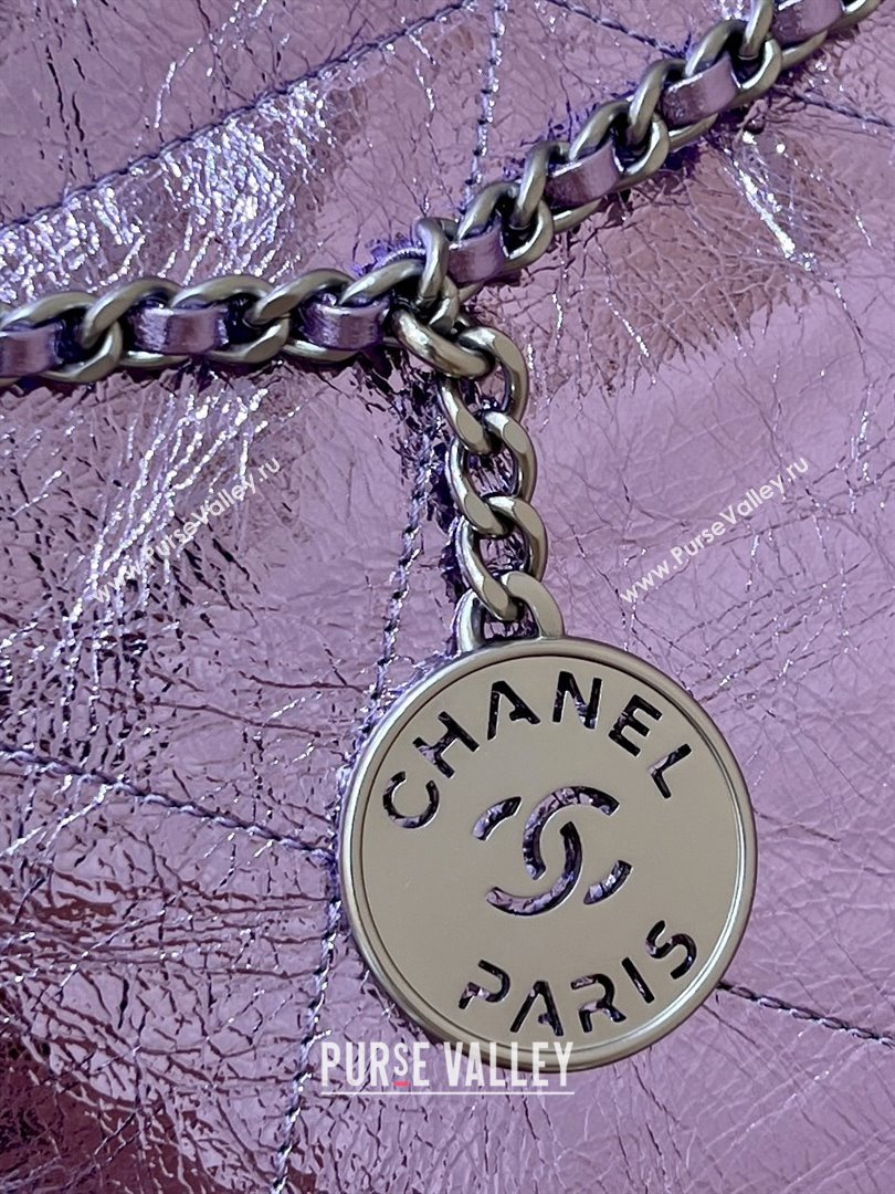 Chanel 22 Mini Bag in Metallic Calfskin AS3980 Purple 2025 Top Quality (SHUNY-25091104)