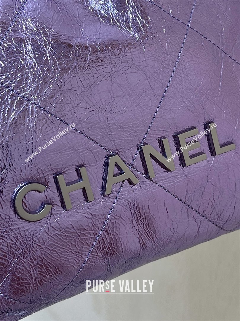 Chanel 22 Mini Bag in Metallic Calfskin AS3980 Purple 2025 Top Quality (SHUNY-25091104)