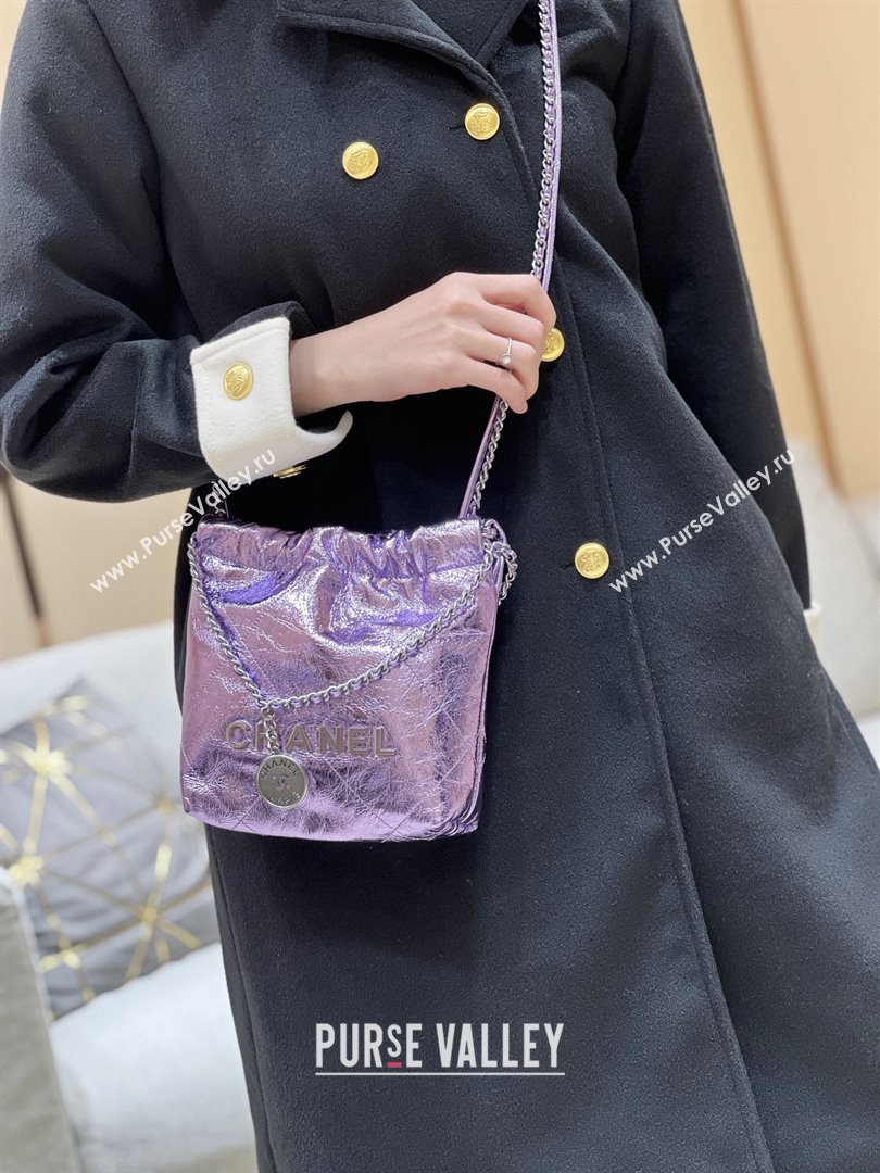 Chanel 22 Mini Bag in Metallic Calfskin AS3980 Purple 2025 Top Quality (SHUNY-25091104)