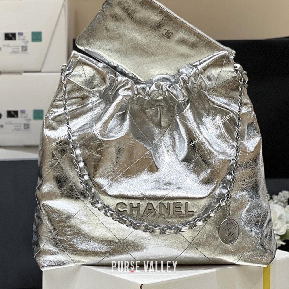 Chanel 22 Bag in Metallic Calfskin AS3261 Silver 2025 Top Quality (SHUNY-25091103)