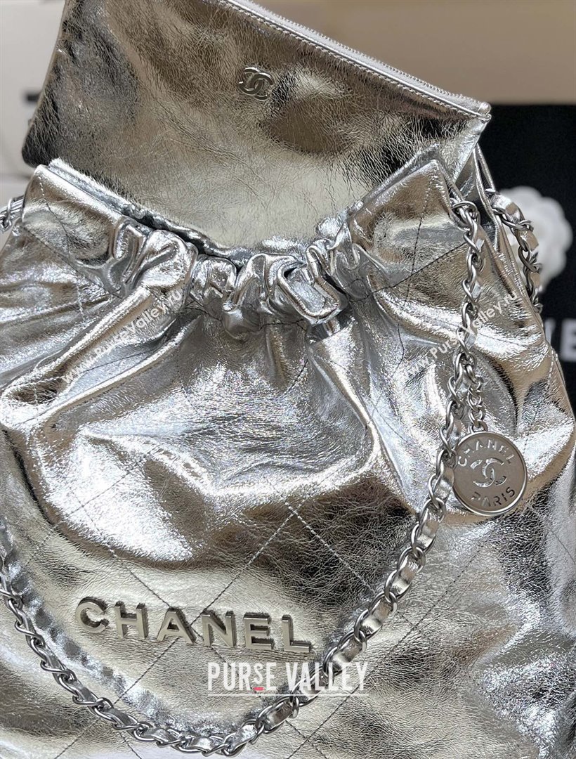 Chanel 22 Bag in Metallic Calfskin AS3261 Silver 2025 Top Quality (SHUNY-25091103)