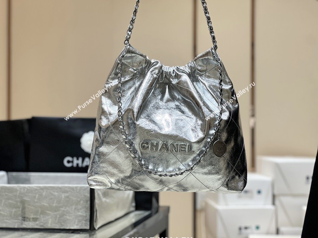 Chanel 22 Bag in Metallic Calfskin AS3261 Silver 2025 Top Quality (SHUNY-25091103)