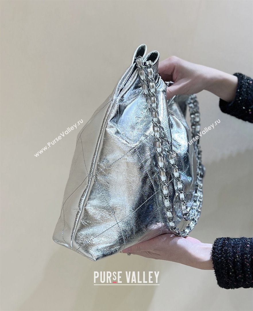 Chanel 22 Bag in Metallic Calfskin AS3261 Silver 2025 Top Quality (SHUNY-25091103)