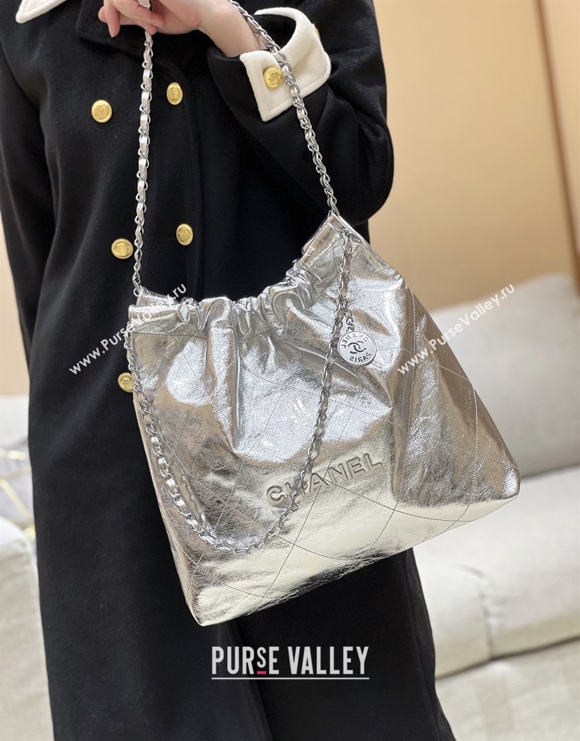 Chanel 22 Bag in Metallic Calfskin AS3261 Silver 2025 Top Quality (SHUNY-25091103)