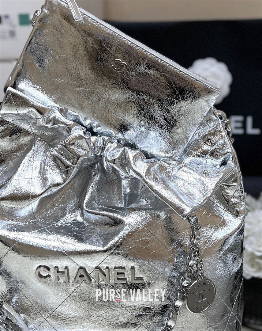 Chanel 22 Small Bag in Metallic Calfskin AS3260 Silver 2025 Top Quality (SHUNY-25091105)