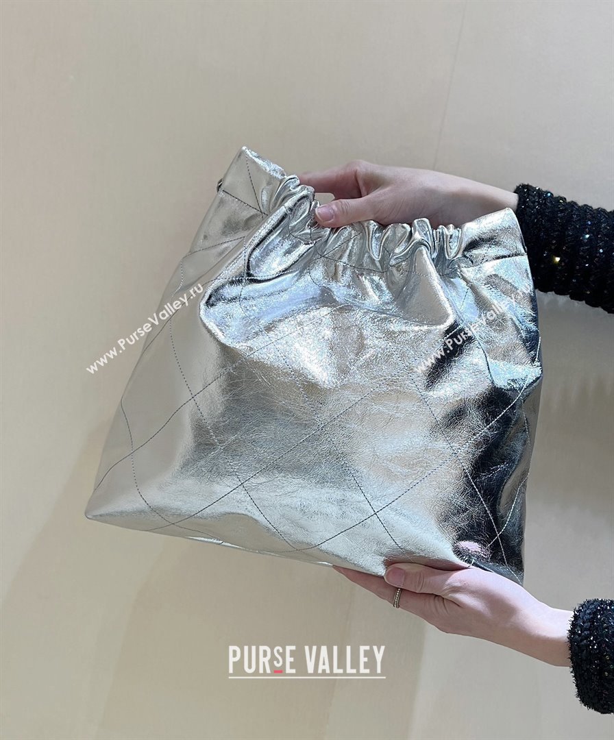 Chanel 22 Small Bag in Metallic Calfskin AS3260 Silver 2025 Top Quality (SHUNY-25091105)