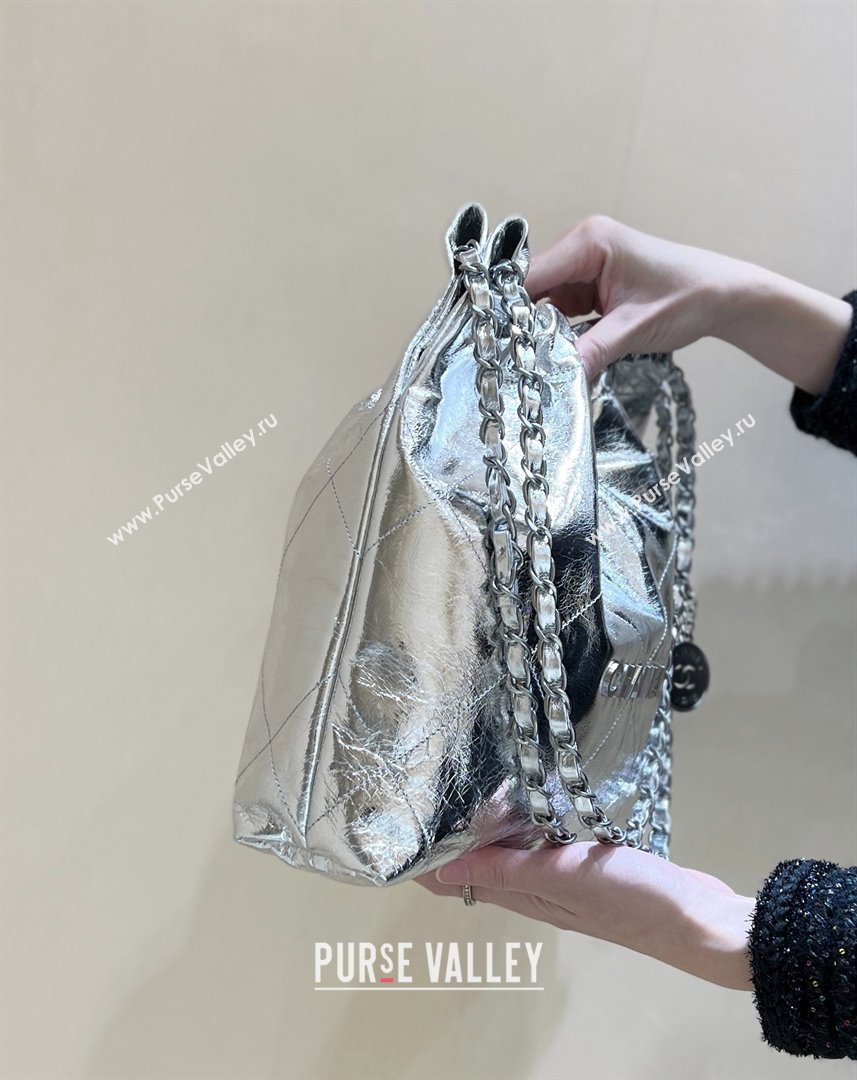 Chanel 22 Small Bag in Metallic Calfskin AS3260 Silver 2025 Top Quality (SHUNY-25091105)