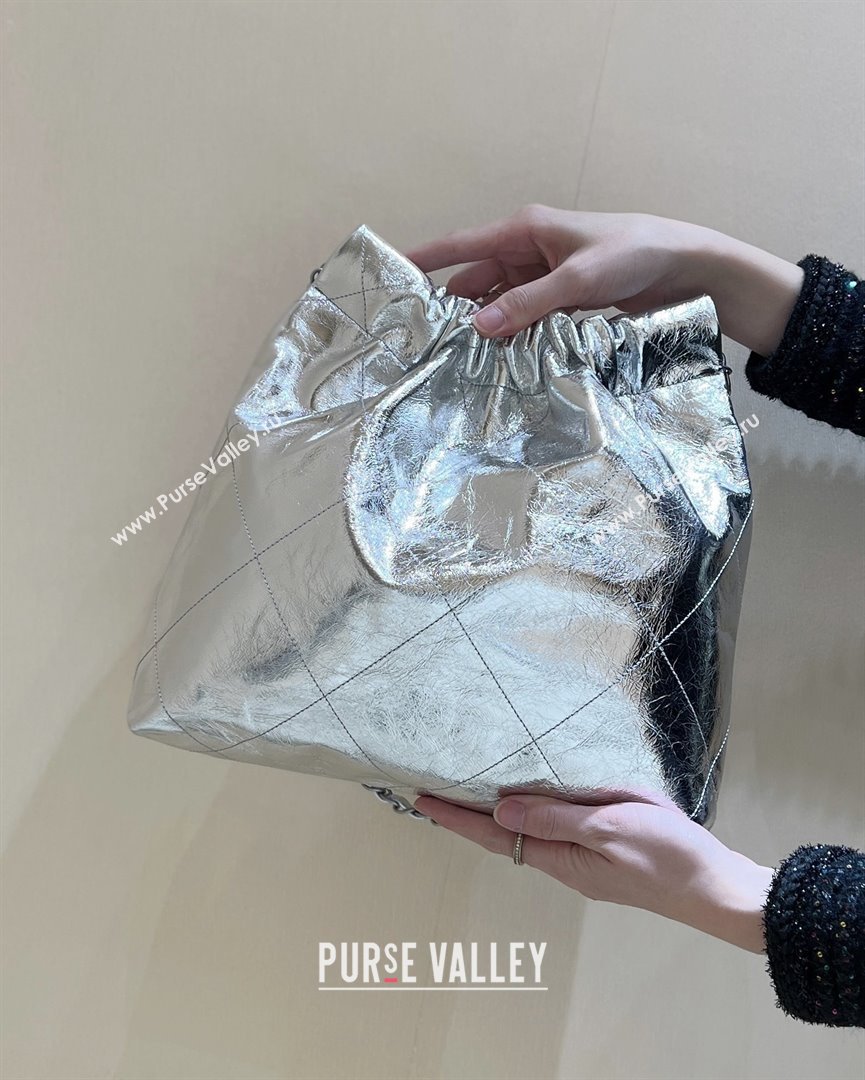 Chanel 22 Small Bag in Metallic Calfskin AS3260 Silver 2025 Top Quality (SHUNY-25091105)