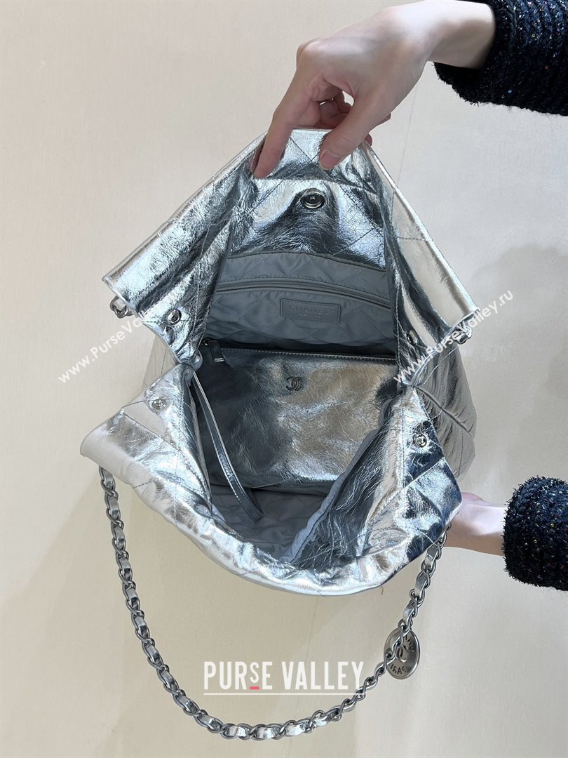 Chanel 22 Small Bag in Metallic Calfskin AS3260 Silver 2025 Top Quality (SHUNY-25091105)