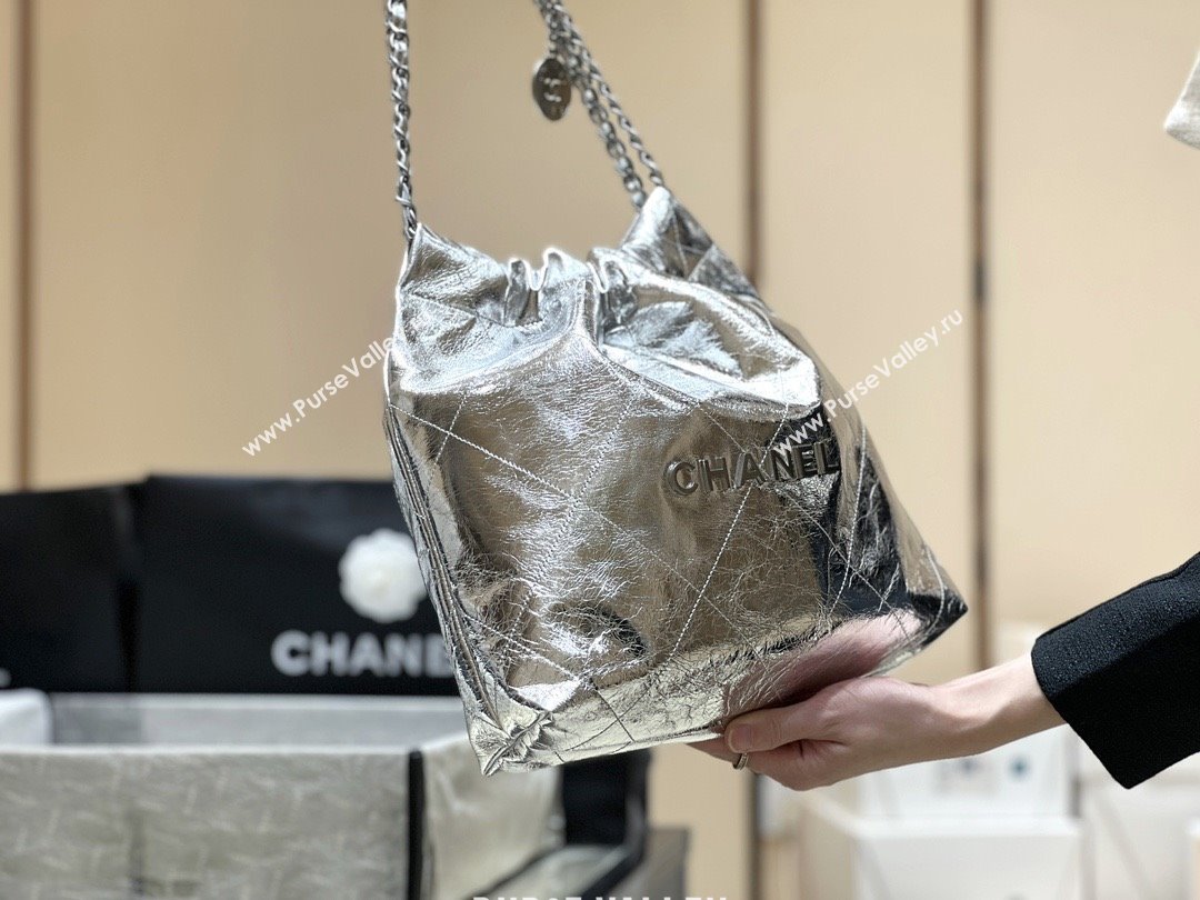 Chanel 22 Small Bag in Metallic Calfskin AS3260 Silver 2025 Top Quality (SHUNY-25091105)
