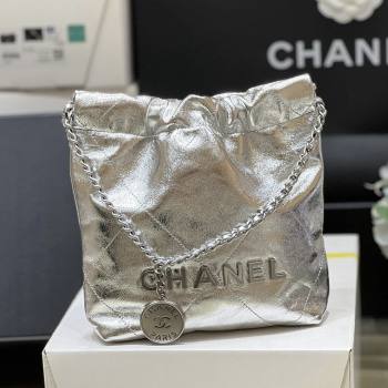 Chanel 22 Mini Bag in Metallic Calfskin AS3980 Silver 2025 Top Quality (SHUNY-25091106)