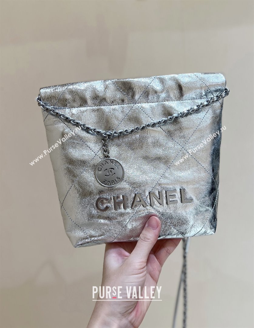 Chanel 22 Mini Bag in Metallic Calfskin AS3980 Silver 2025 Top Quality (SHUNY-25091106)