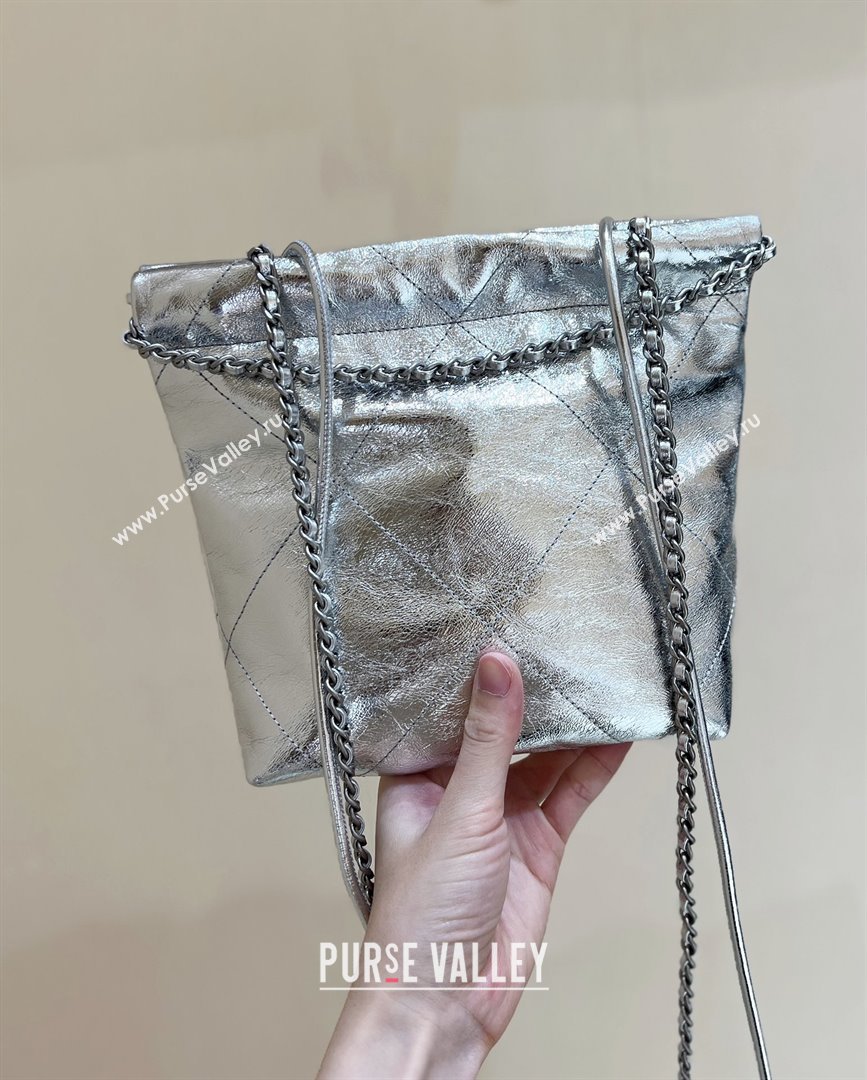 Chanel 22 Mini Bag in Metallic Calfskin AS3980 Silver 2025 Top Quality (SHUNY-25091106)