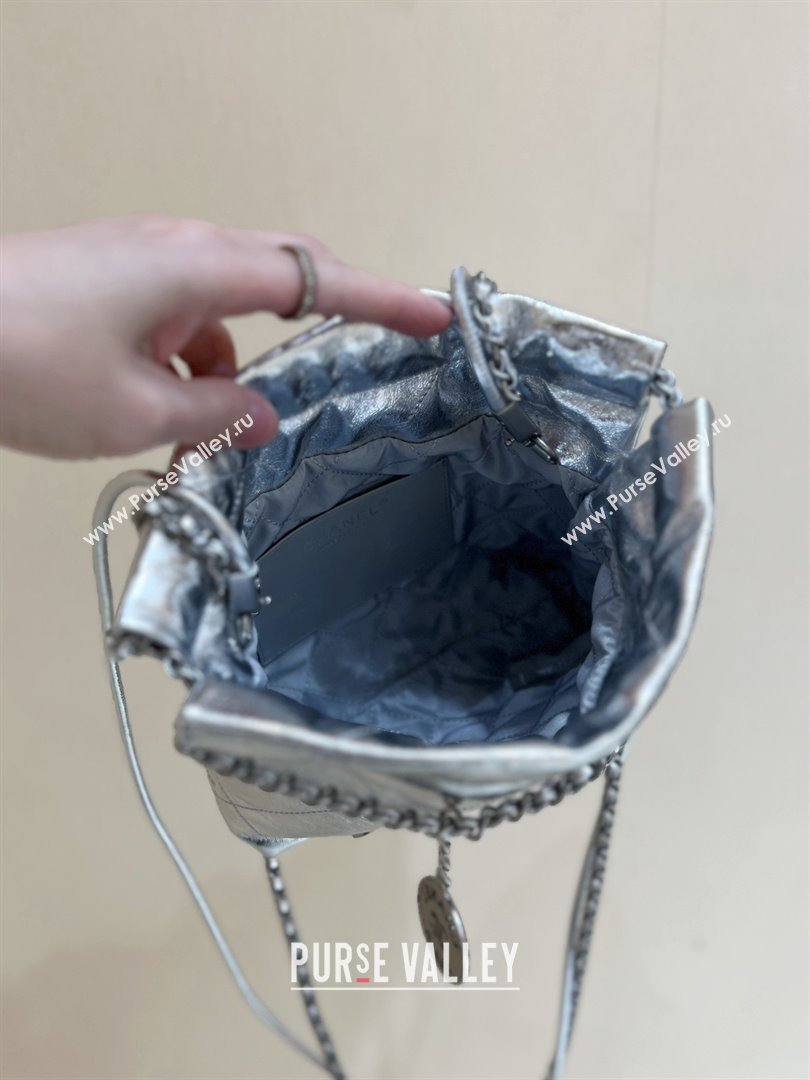 Chanel 22 Mini Bag in Metallic Calfskin AS3980 Silver 2025 Top Quality (SHUNY-25091106)