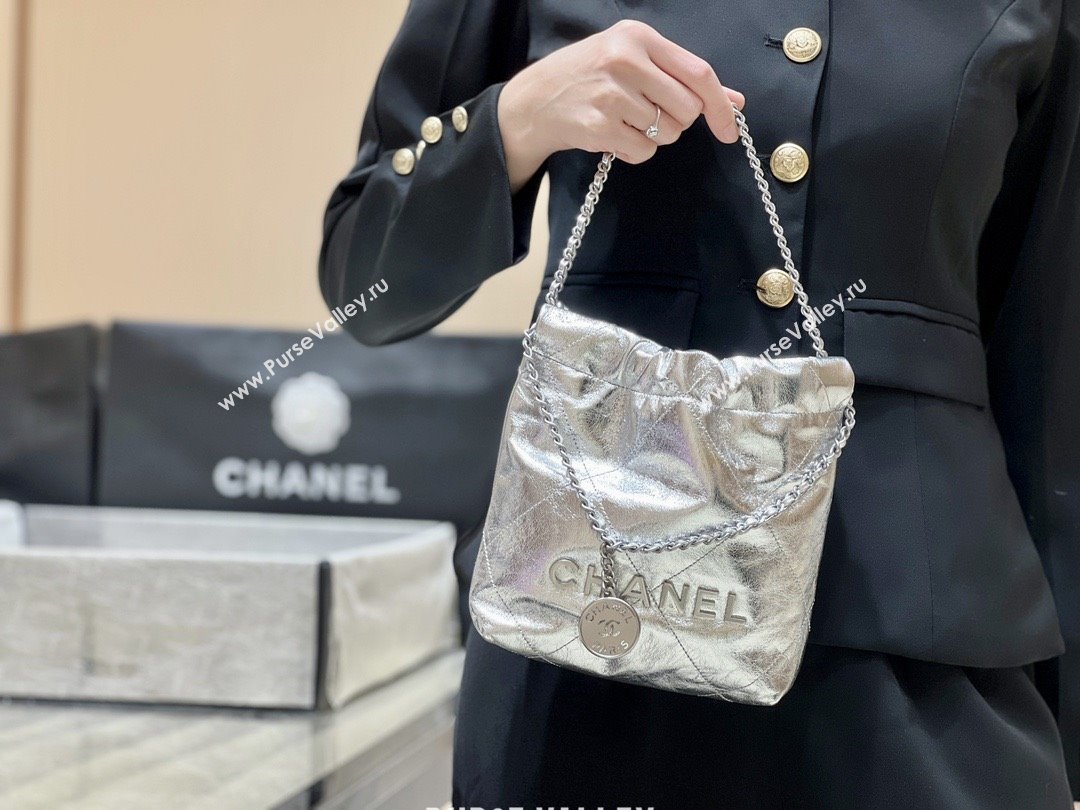 Chanel 22 Mini Bag in Metallic Calfskin AS3980 Silver 2025 Top Quality (SHUNY-25091106)