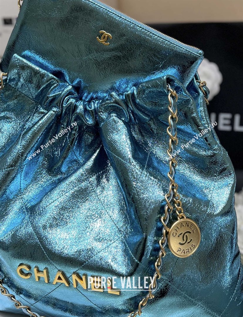 Chanel 22 Bag in Metallic Calfskin AS3261 Blue 2025 Top Quality (SHUNY-25091107)