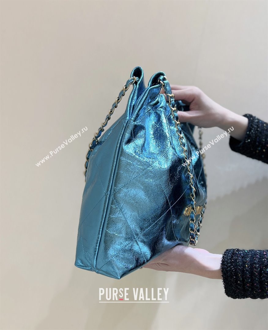 Chanel 22 Bag in Metallic Calfskin AS3261 Blue 2025 Top Quality (SHUNY-25091107)