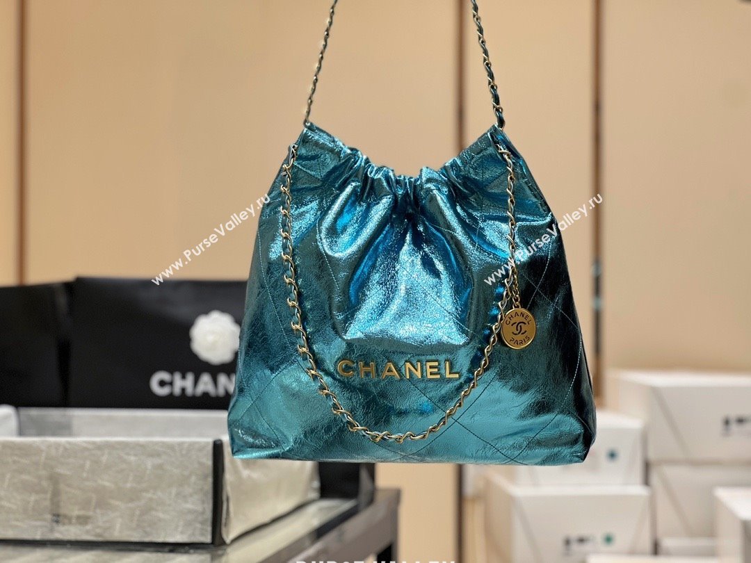 Chanel 22 Bag in Metallic Calfskin AS3261 Blue 2025 Top Quality (SHUNY-25091107)
