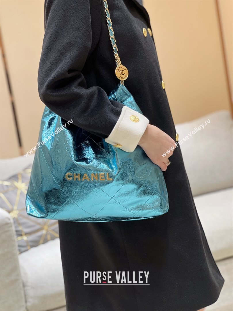 Chanel 22 Bag in Metallic Calfskin AS3261 Blue 2025 Top Quality (SHUNY-25091107)