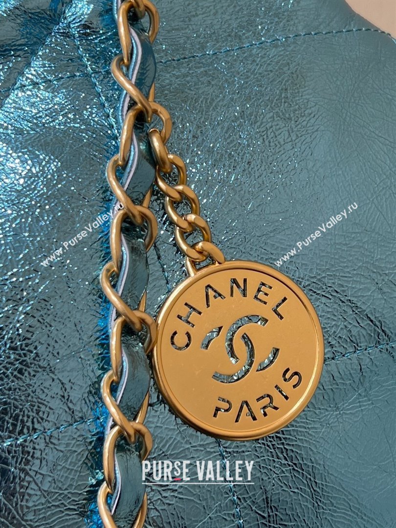 Chanel 22 Bag in Metallic Calfskin AS3261 Blue 2025 Top Quality (SHUNY-25091107)