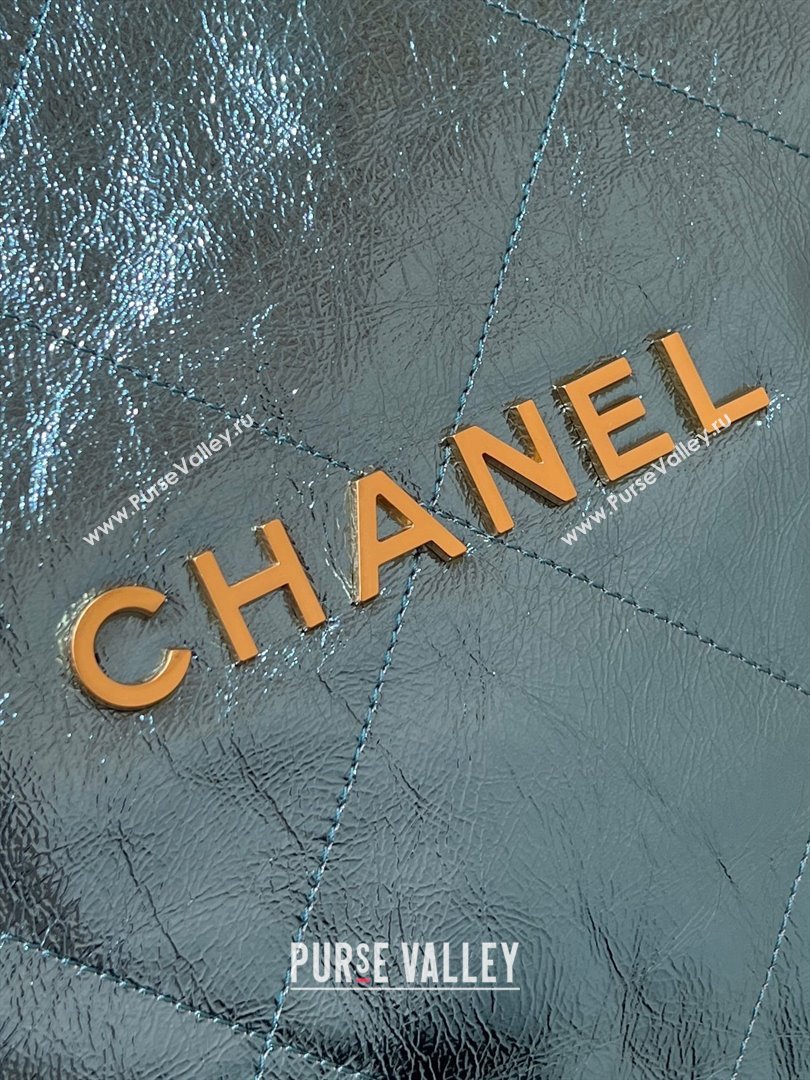 Chanel 22 Bag in Metallic Calfskin AS3261 Blue 2025 Top Quality (SHUNY-25091107)